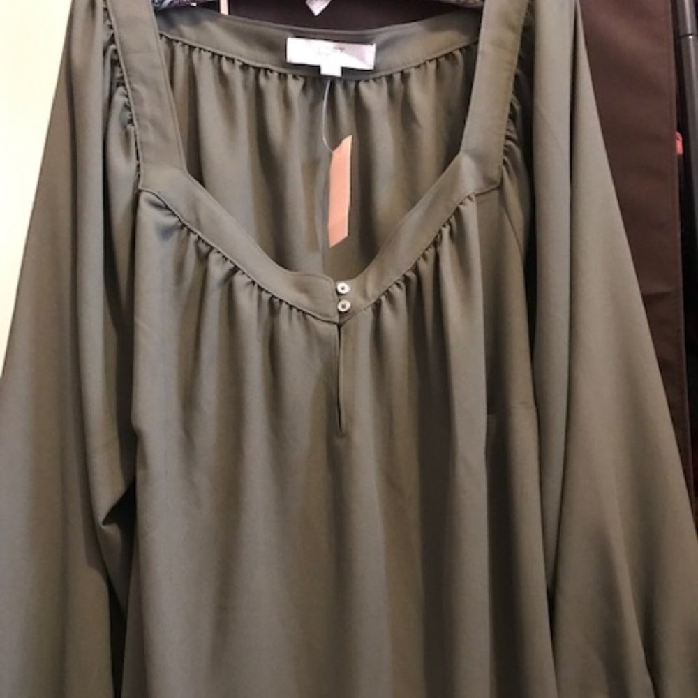 Olive green blouse from the Loft